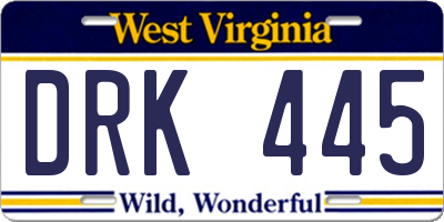 WV license plate DRK445