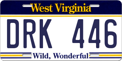 WV license plate DRK446