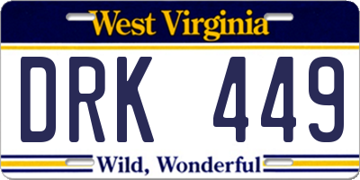 WV license plate DRK449