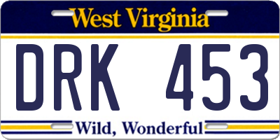 WV license plate DRK453