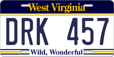 WV license plate DRK457