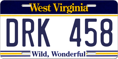 WV license plate DRK458