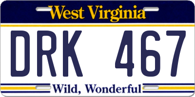 WV license plate DRK467