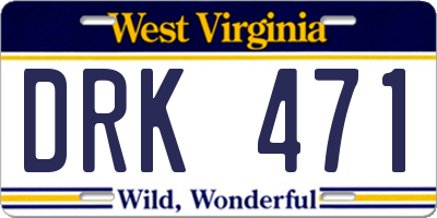 WV license plate DRK471