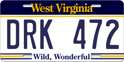 WV license plate DRK472