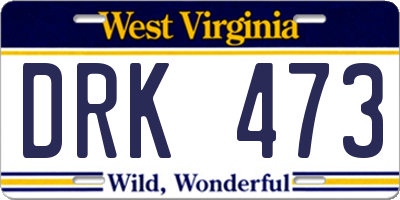 WV license plate DRK473