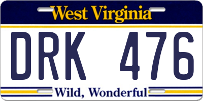 WV license plate DRK476