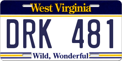 WV license plate DRK481