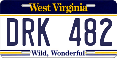 WV license plate DRK482