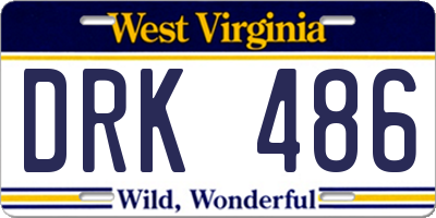 WV license plate DRK486