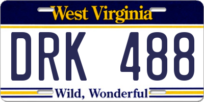 WV license plate DRK488