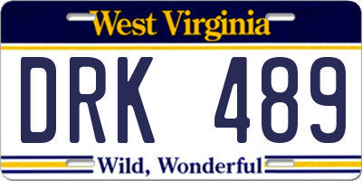 WV license plate DRK489