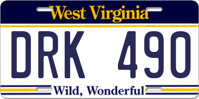 WV license plate DRK490