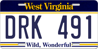 WV license plate DRK491