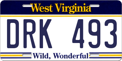 WV license plate DRK493