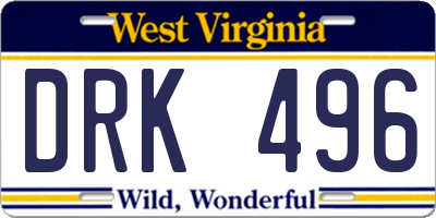 WV license plate DRK496