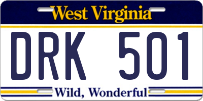 WV license plate DRK501