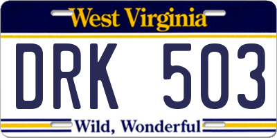 WV license plate DRK503