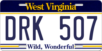 WV license plate DRK507