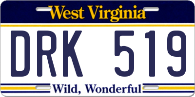 WV license plate DRK519