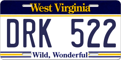 WV license plate DRK522