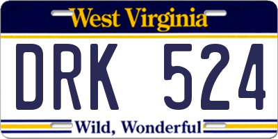 WV license plate DRK524