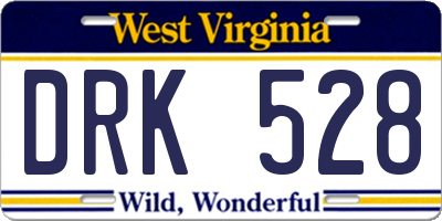 WV license plate DRK528