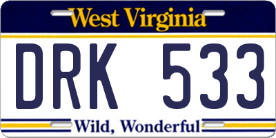 WV license plate DRK533