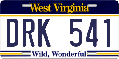 WV license plate DRK541