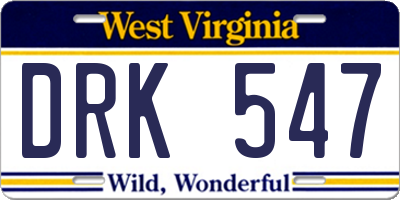 WV license plate DRK547