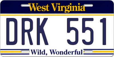 WV license plate DRK551
