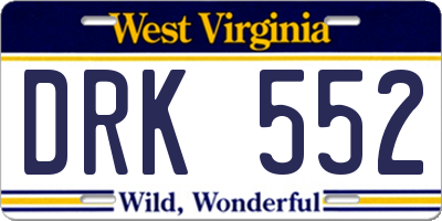 WV license plate DRK552