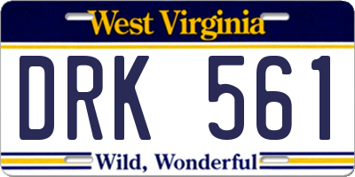 WV license plate DRK561