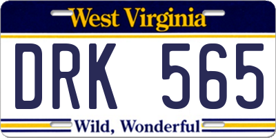 WV license plate DRK565