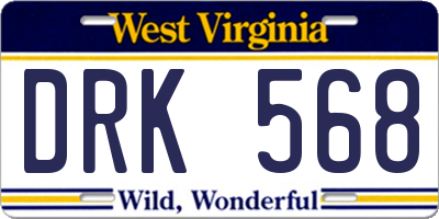 WV license plate DRK568