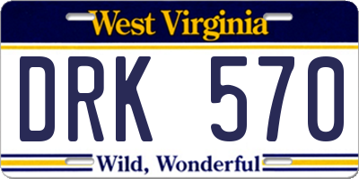 WV license plate DRK570