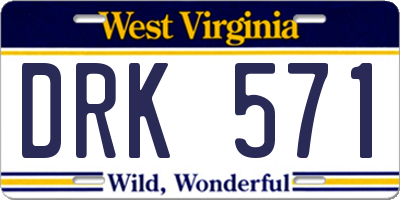 WV license plate DRK571