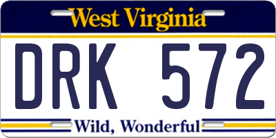 WV license plate DRK572
