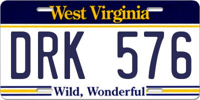 WV license plate DRK576