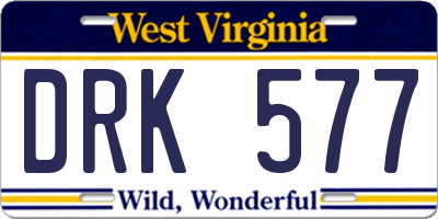 WV license plate DRK577