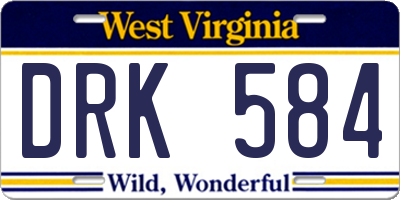 WV license plate DRK584