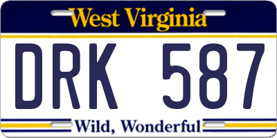 WV license plate DRK587