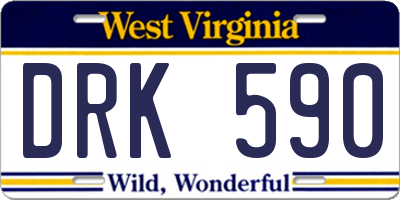 WV license plate DRK590