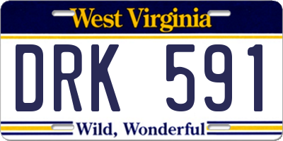 WV license plate DRK591