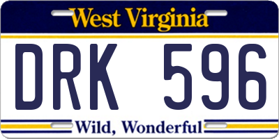WV license plate DRK596