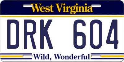 WV license plate DRK604