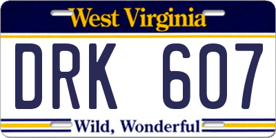 WV license plate DRK607