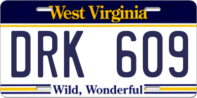 WV license plate DRK609