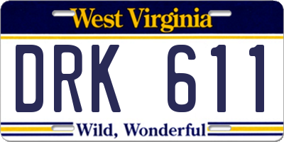 WV license plate DRK611