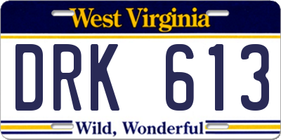WV license plate DRK613